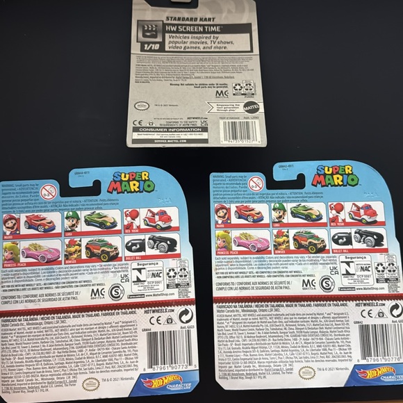 NWT Lot of 3 Hot Wheels Super Mario Luigi & Standard Kart - Screen Time - Picture 5 of 5